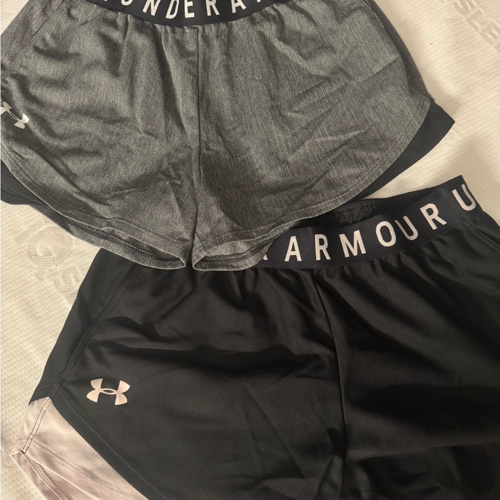 Under Armour Black and Gray Athletic Shorts with Elastic Waistband